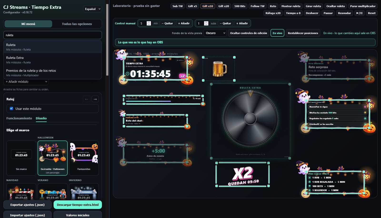 Configurator search with wheel entered and results for wheel settings and challenge prizes